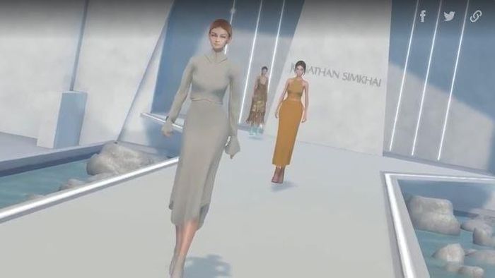 Các người mẫu ảo catwalk trong show của Jonathan Simkhai.