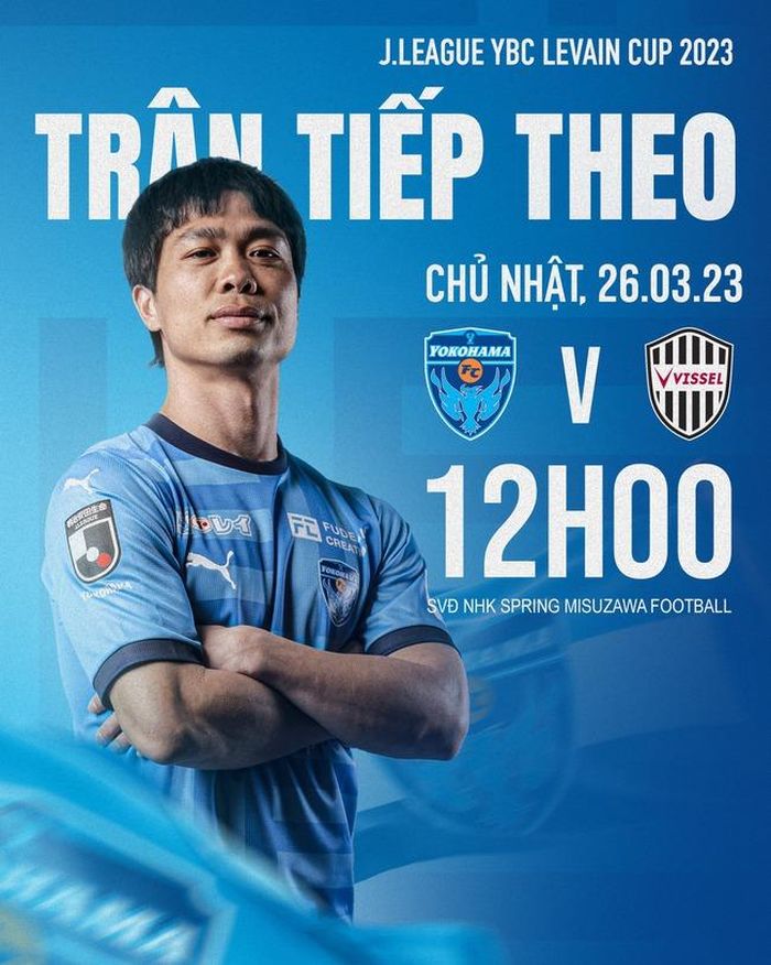Công Phượng xuất hiện ở poster trước trận (Ảnh: Yokohama)