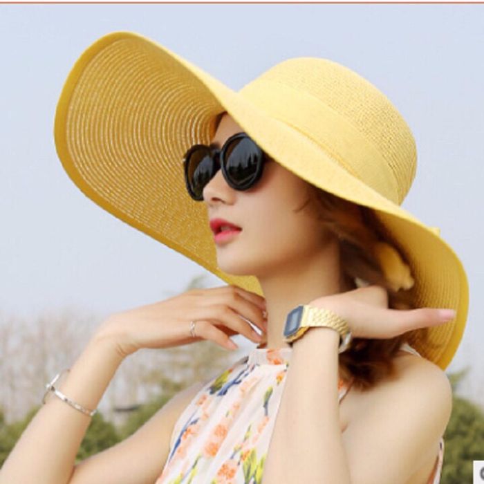 Đội mũ rộng vành, đeo kính râm bảo vệ da và mắt.