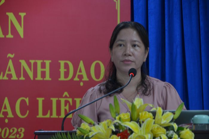 Chủ tịch UBND TP Bạc Liêu Lê Kim Thúy phát biểu tại lớp tập huấn.