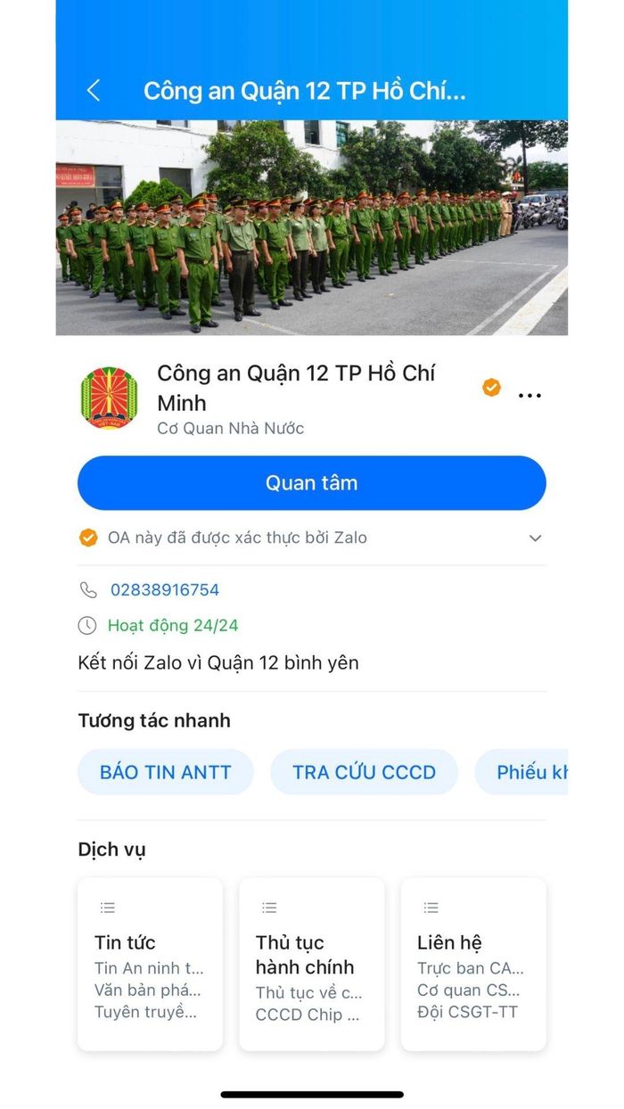 Trang Zalo Công an quận 12 đã trở thành kênh tương tác tin cậy của người dân.