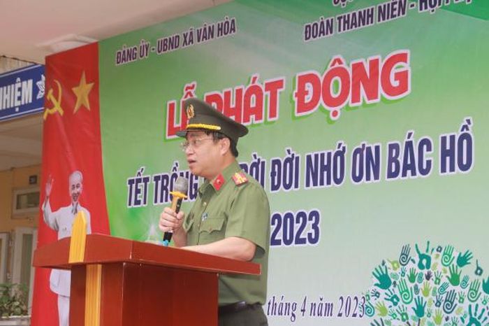 Đại tá Đinh Việt Dũng, Phó Cục trưởng Cục An ninh nội địa phát biểu tại buổi lễ.