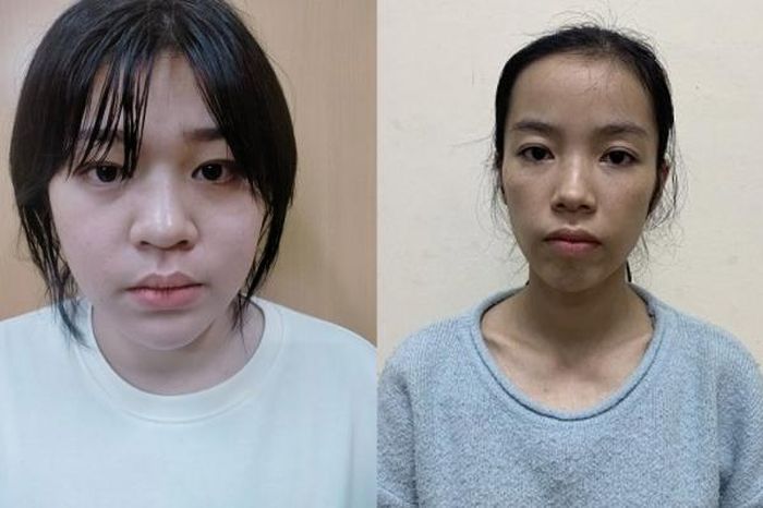 Hai “nữ quái” bị Công an tỉnh Hải Dương bắt giữ vì làm giả hóa đơn chuyển khoản.