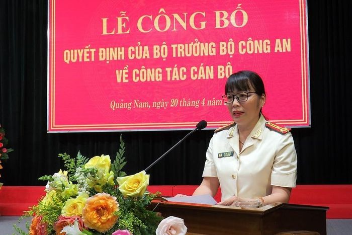 Tân Phó Giám đốc Công an tỉnh Quảng Nam Võ Thị Trinh. Ảnh: S.X.