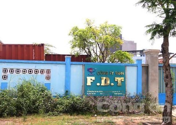 Trụ sở Công ty TNHH F.D.T nơi các đối tượng tập kết hàng nhập lập sau đó trung chuyển đi TP.HCM và các địa phương để tiêu thụ.