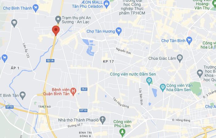  Vụ tai nạn xảy ra trên quốc lộ 1, quận Bình Tân. Ảnh: Google Maps. 