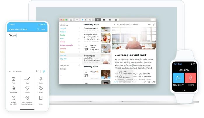  Ứng dụng nhật ký mới của Apple được dự đoán sẽ có các tính năng tương tự ứng dụng Day One. Ảnh: Day One App. 