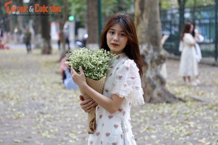 Bạn Nguyễn Thị Lý (20 tuổi, Hà Nội) sinh viên Học viên Nông nghiệp Việt Nam chia sẻ: “Bình thường chụp ảnh trên con đường Phan Đình Phùng này đã rất đẹp rồi. Khi background hình có thêm thềm trải đầy lá cây rụng nữa thì vô cùng lãng mạn. Nay mình cùng các bạn trong nhóm tới chụp ảnh lưu giữ kỉ niệm mùa cây thay lá”.