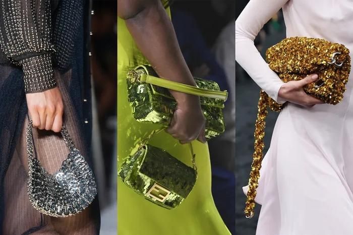 Những chiếc túi đính đá và sequin mang dấu ấn của những bữa tiệc cuối năm bỗng đổ bộ trên các sàn diễn Xuân/Hè 2023. Kiểu dáng nhỏ nhắn có phần khác biệt với những chiếc túi quá khổ dành cho mùa Hè thường thấy. Giới mộ điệu cực kì hứng thú với xu hướng này và gọi đó là "bữa tiệc sớm" của năm 2023.