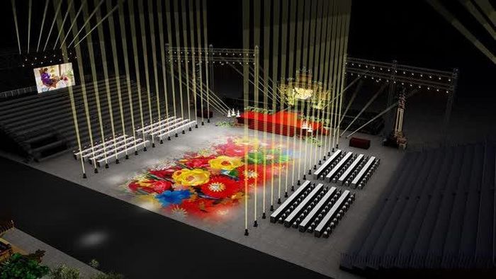 Phối cảnh sân khấu đêm khai mạc Festival Nghề truyền thống Huế 2023