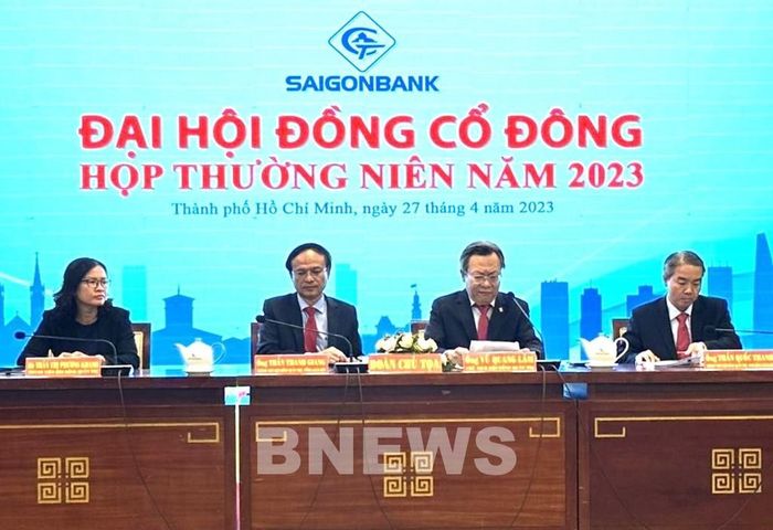 Đại hội đồng cổ đông thường niên năm 2023 của Saigonbank. Ảnh: H.Chung/TTXVN