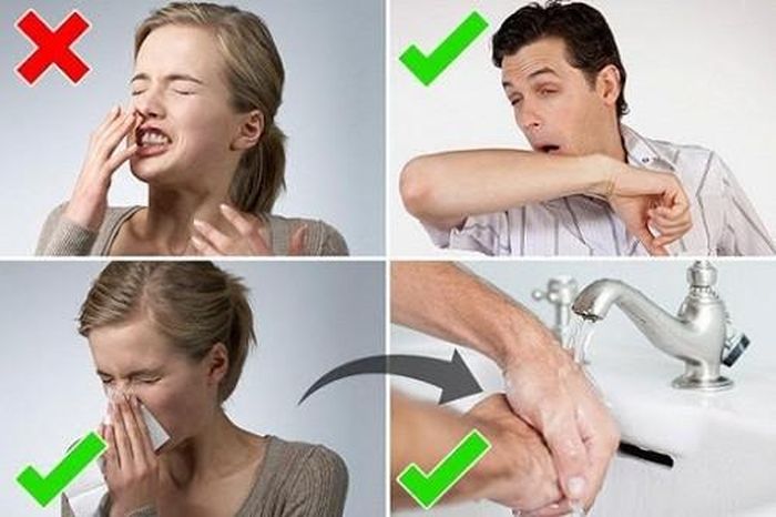  Nếu không kịp lấy giấy, bạn nên hắt hơi vào khuỷu tay để ngăn ngừa khả năng lây lan virus gây bệnh. Ảnh minh họa