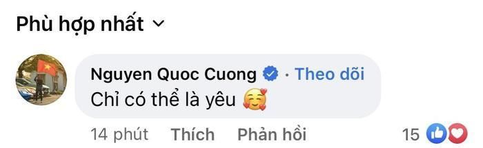 Ngay sau đó, Cường Đô La cũng đã nhanh chóng tương tác trên bài viết của vợ 