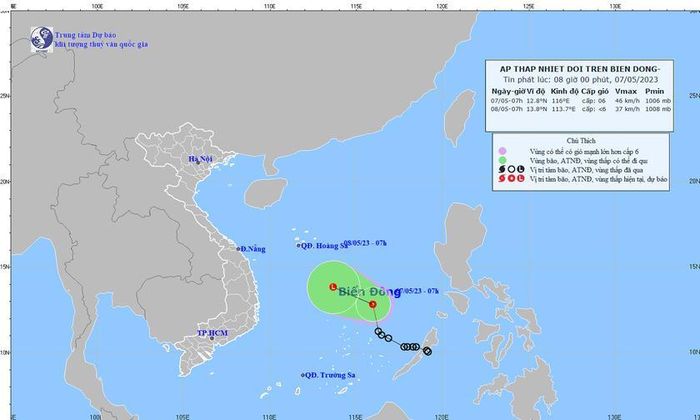 Dự báo vị trí và hướng đi của áp thấp nhiệt đới. Ảnh: nchmf.gov.vn