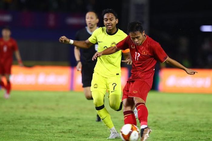 Minh Trọng là cầu thủ có thể xem là phát hiện thú vị của U22 Việt Nam ở SEA Games 32. Ảnh: Hoàng Linh