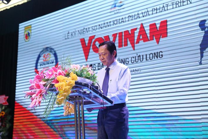 Ông Nguyễn Khánh Hiệp phát biểu tại “Lễ kỷ niệm 50 năm Khai phá &amp; Phát triển Vovinam ĐBSCL”