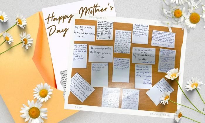 Những tấm thiệp chứa đựng những lời yêu thương của các bạn sinh viên gửi tới Mẹ