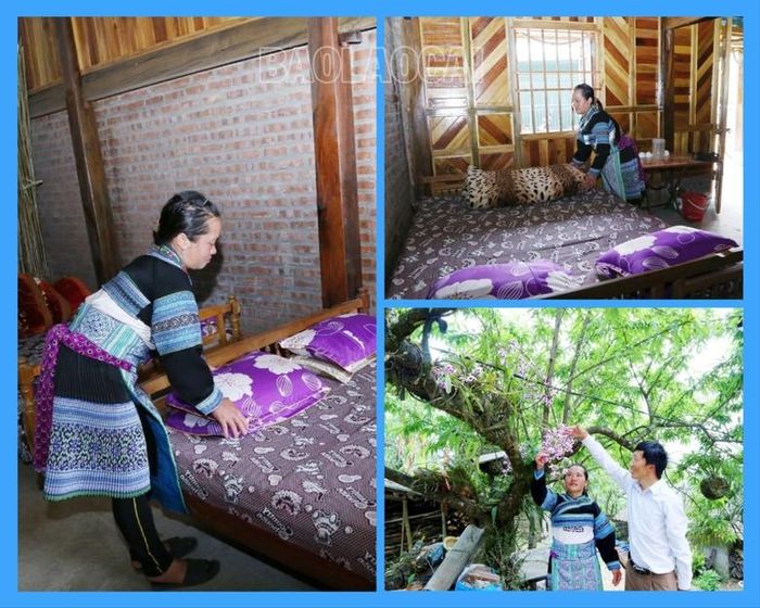 Gia đình anh Lồ A Giấy dọn dẹp phòng, trang trí cảnh quan làm homestay đón khách du lịch.