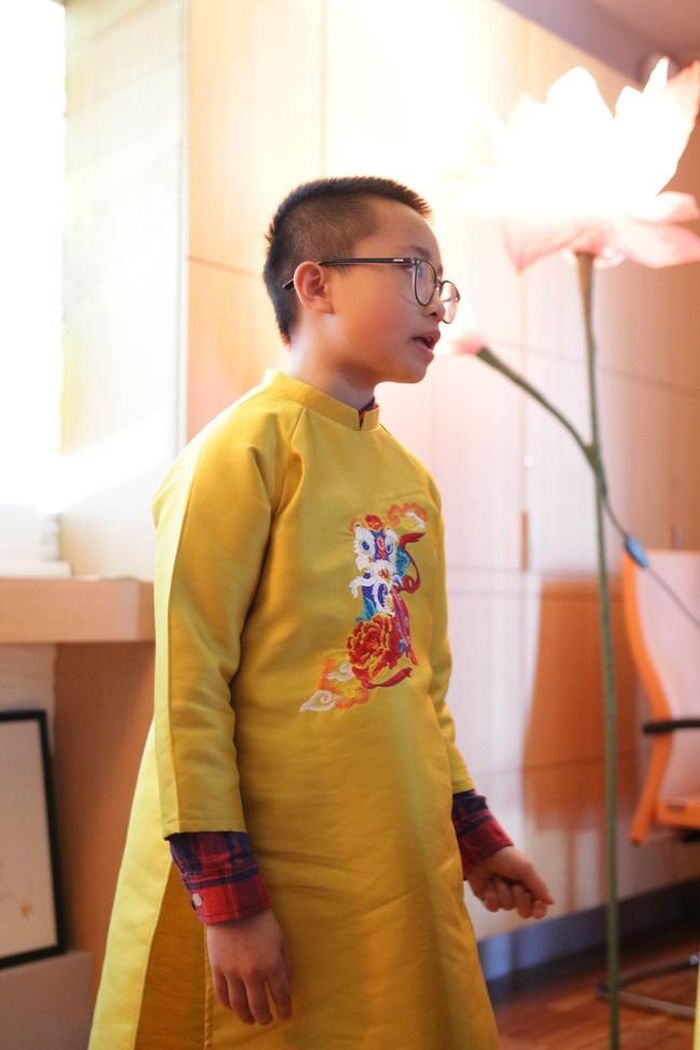 Kevin Nguyễn, cậu bé người Pháp gốc Việt, diễn giả nhỏ tuổi nhất chia sẻ về trải nghiệm của mình. Ảnh: BTC cung cấp