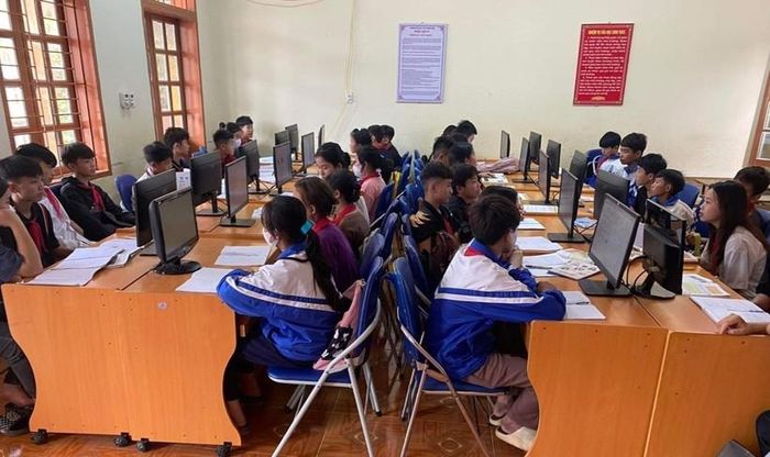 Một tiết Tin học của học sinh nhà trường.