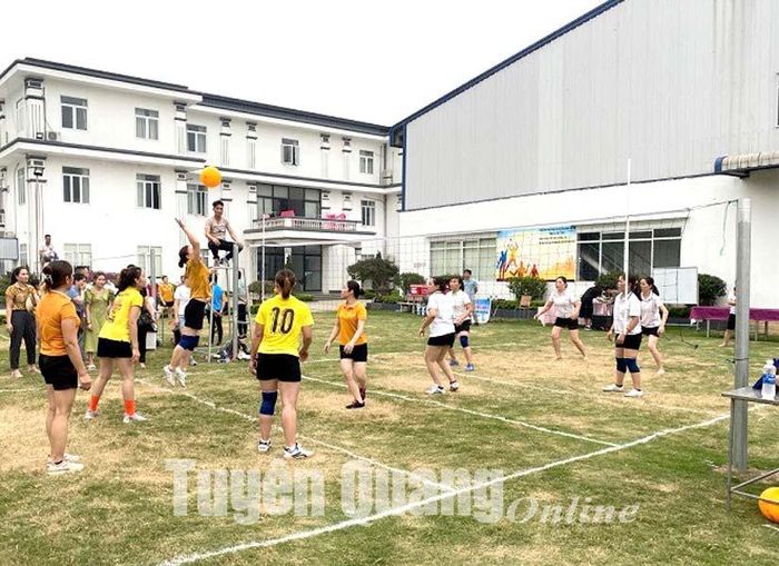 Công đoàn Công ty TNHH Tai Shing (Hàm Yên) tổ chức giải bóng chuyền hơi nữ cho công nhân lao động.