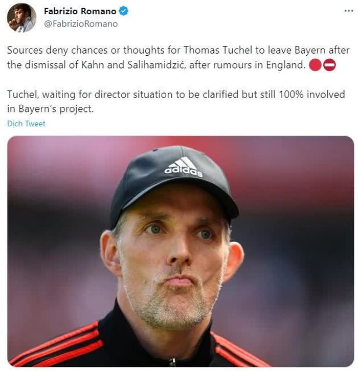 Romano phủ nhận tin đồn Tuchel rời Bayern