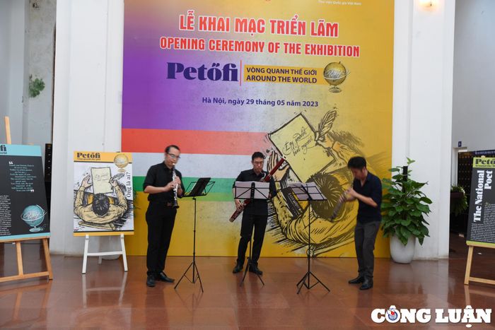 Tiết mục âm nhạc được biểu diễn tại triển lãm chiều nay.