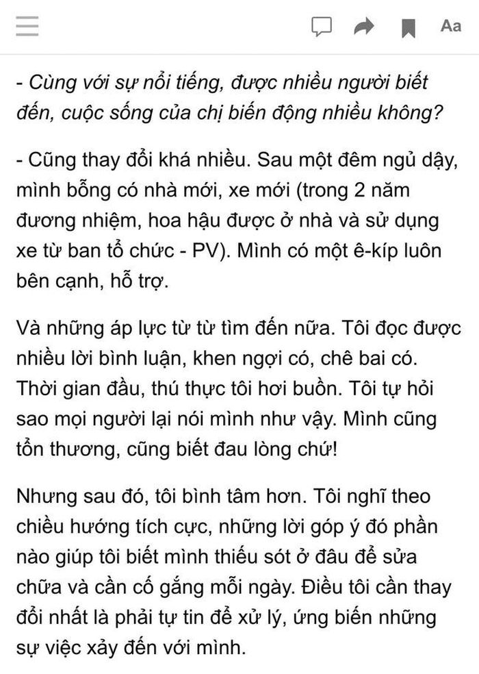 Khánh Vân trích bài phỏng vấn vài năm trước