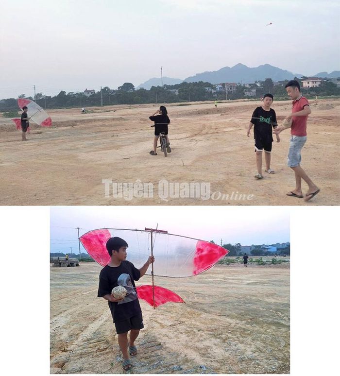 Những con diều được làm thủ công từ tre nứa và nilon.