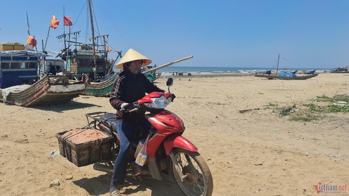 Mặt trời đứng bóng, moi vẫn từ tàu thuyền vào bờ