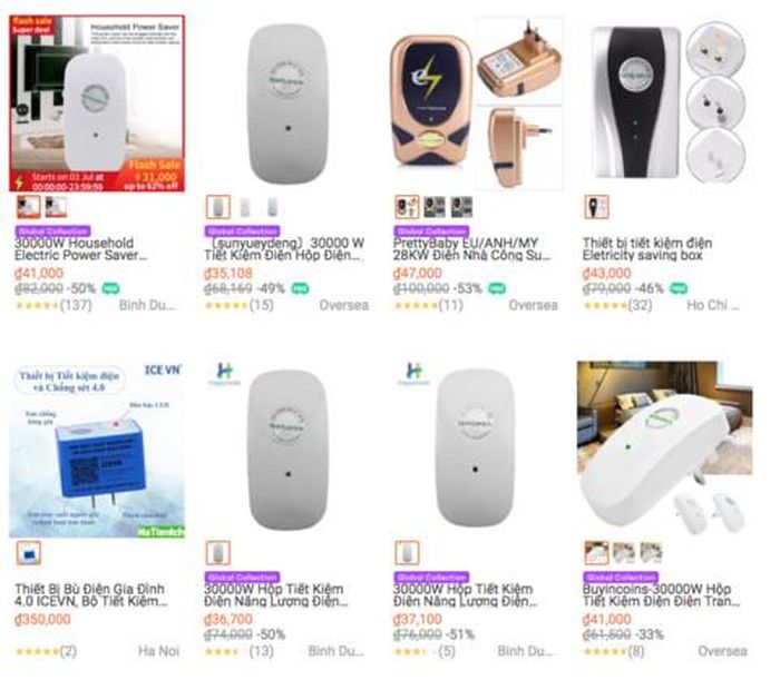 Thiết bị "tiết kiệm điện" được chào bán tràn lan trên mạng. (Ảnh nguồn internet).