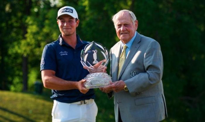  Hovland sinh năm 1997, vào PGA Tour từ 2019 và đã đánh 91 giải với tiền thưởng gộp 22 triệu USD, tính cả thành tích tại Memorial Tournament 2023 vừa kết thúc ngày 4/6. Ảnh: Getty 