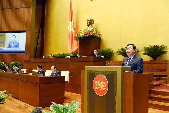 Chủ tịch Quốc hội Vương Đình Huệ phát biểu kết luận. Ảnh: Quang Khánh