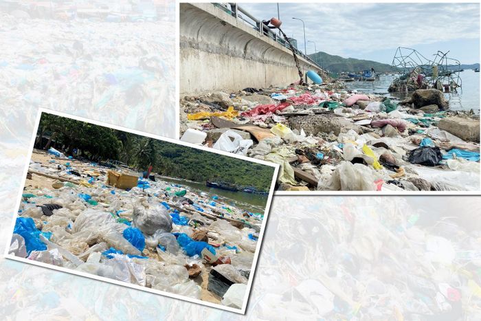 Rác thải nhựa trôi dạt vào bờ vịnh Xuân Đài thuộc phường Xuân Thành, thị xã Sông Cầu (Phú Yên).