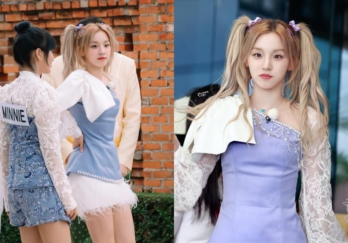 Yuqi (G)I-DLE xinh như búp bê trong loạt ảnh fan chụp vội ở địa điểm quay. Làn da trắng bóc và gương mặt khả ái giúp nữ idol "cân" được cả bộ trang phục diêm dúa