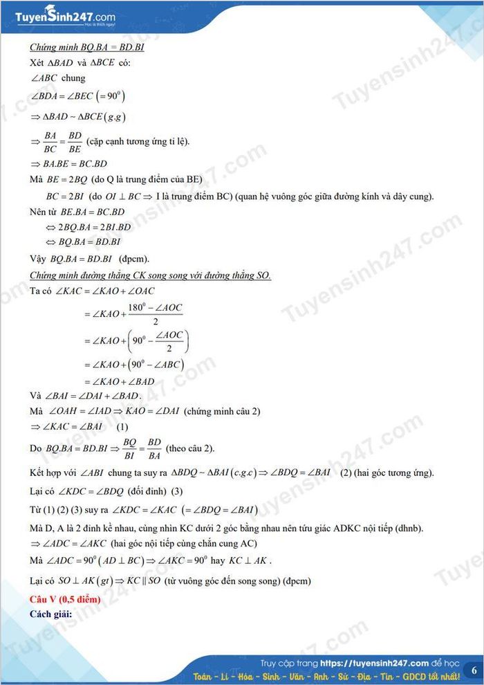 Đáp án môn Toán thi lớp 10 tại Hà Nội