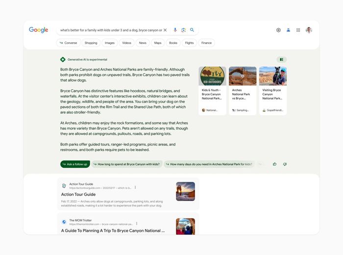  SGE sẽ được tích hợp trực tiếp lên Google tìm kiếm. Ảnh: The Verge. 