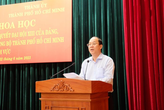 Phó Bí thư Thành ủy TPHCM Nguyễn Hồ Hải phát biểu khai mạc hội thảo