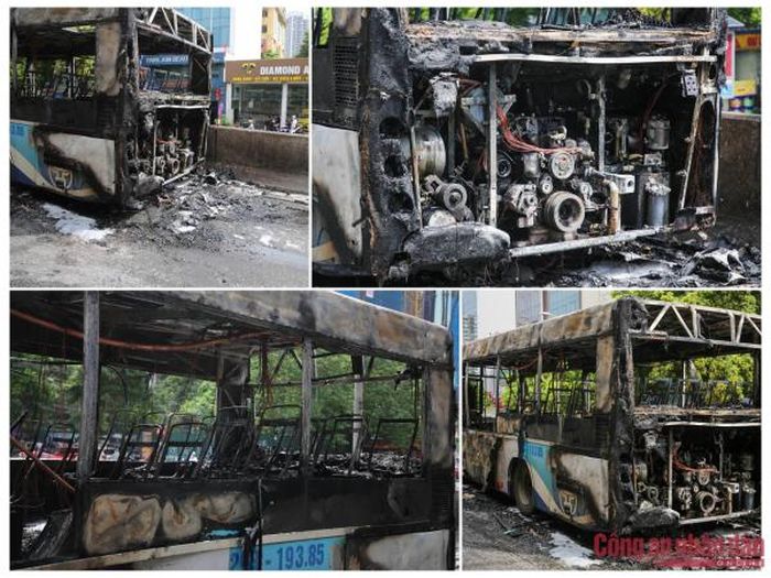 Ngọn lửa thiêu rụi xe buýt.