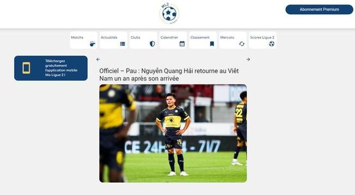 Truyền thông Pháp đưa tin Quang Hải trở lại Việt Nam