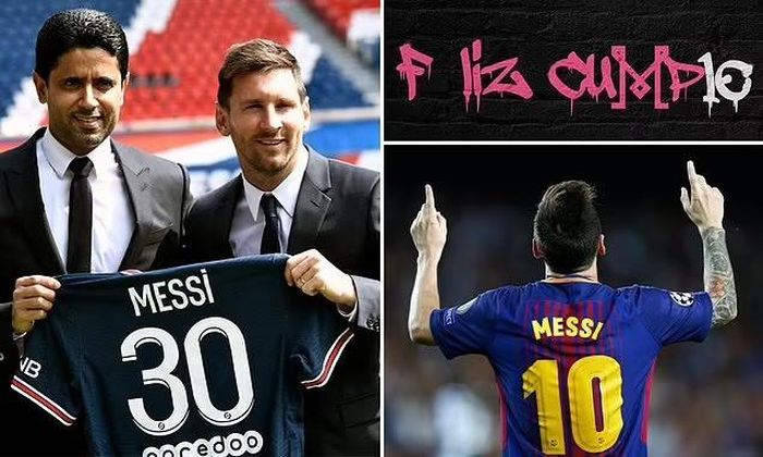 CLB Miami cách điệu dòng chữ chúc mừng sinh nhật Messi có hình ảnh rõ ràng của số 10, sau khi anh vừa chia tay số áo 30 của PSG. Ảnh: GETTY.