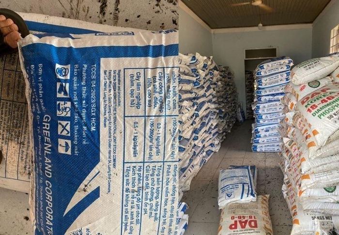 Sản phẩm phân bón giả bị Phòng Cảnh sát môi trường Đắk Nông phát hiện, tạm giữ. Ảnh: Công an Đắk Nông cung cấp.