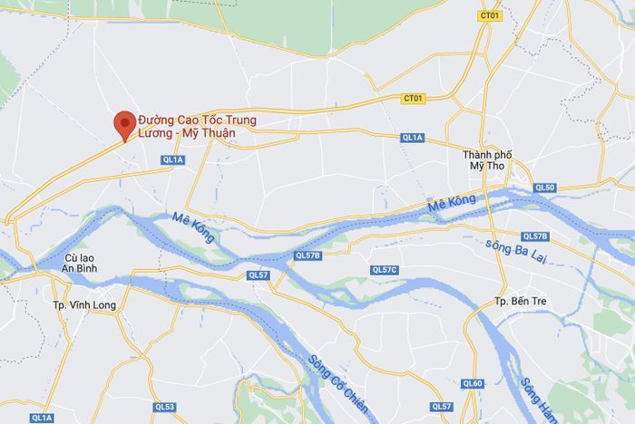  Vụ việc xảy ra trên cao tốc Trung Lương - Mỹ Thuận, Tiền Giang. Ảnh: Google Maps. 
