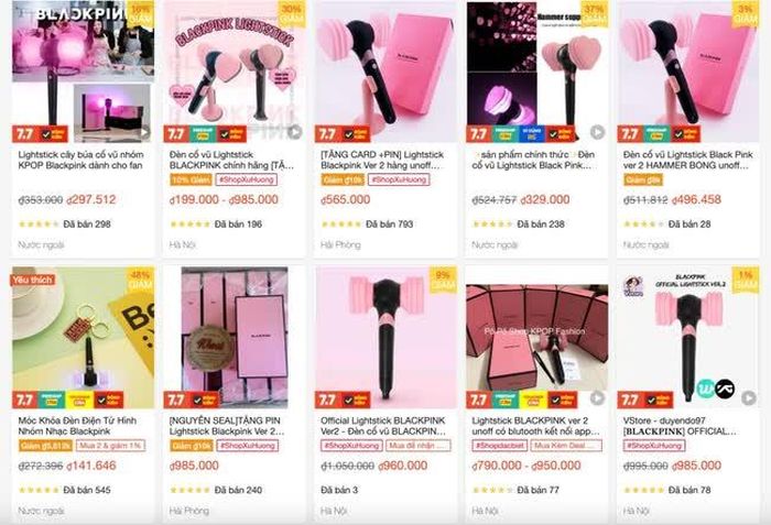 Giá bán lightstick Blackpink dao động từ 850.000 đồng đến 1 triệu đồng mỗi chiếc