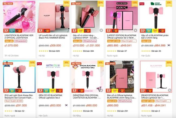 Giá bán lightstick Blackpink trên sàn thương mại điện tử