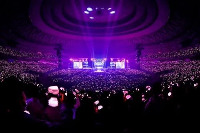 Cảnh người hâm mộ cầm lightstick tại concert của Blackpink