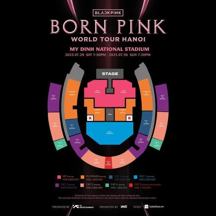 Các vị trí và giá vé concert của Blackpink