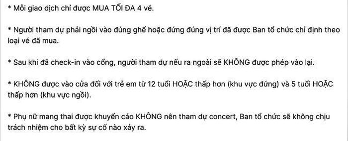 Các quy định dành cho người mua vé cocnert Blackpink tại Hà Nội