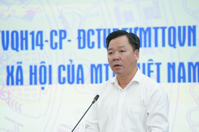 Phó Chủ tịch Ủy ban MTTQ thành phố Hà Nội Nguyễn Sỹ Trường phát biểu tại Hội nghị. Ảnh: Quang Vinh.
