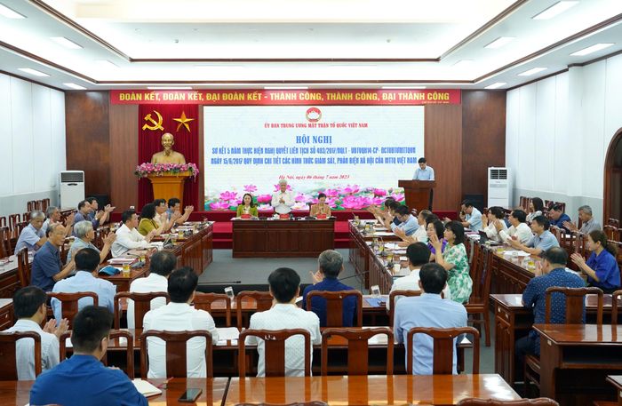 Quang cảnh Hội nghị tại điểm cầu UBTƯ MTTQ Việt Nam. Ảnh: Quang Vinh.